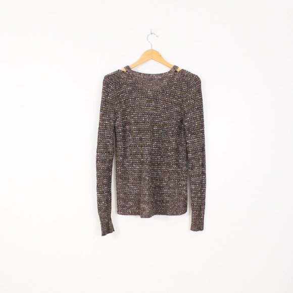 *American Eagle Outfitters V Neck Brown Knitted Sweater - Picture 5 of 6